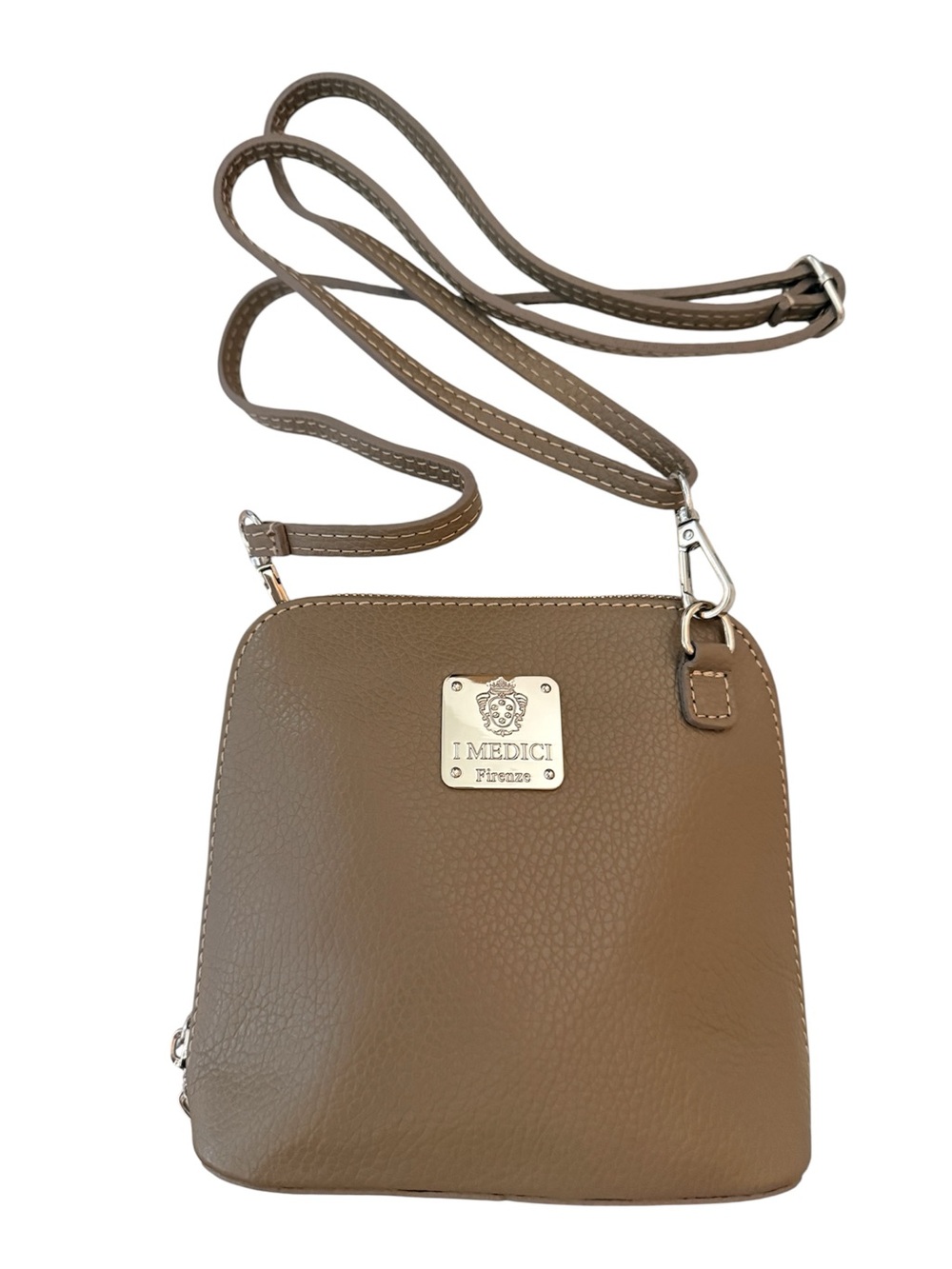 I Medici Firenze Taupe Leather Crossbody Bag